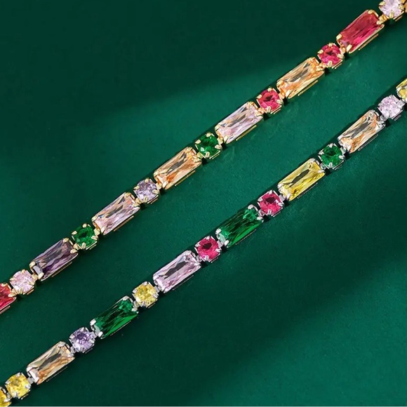 Gold stainless Steel Tennis Bracelet with Sparkling Cubic Zirconia - Picture 2 of 3